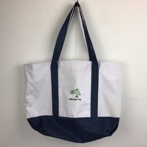 Canvas Boat tote, large with promotional logos.